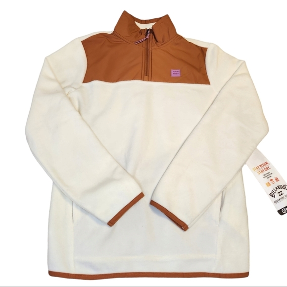 Billabong Tops - Billabong Boundary Lite Fleece Half Zip Pullover Cream/Burnt Orange Women's XS